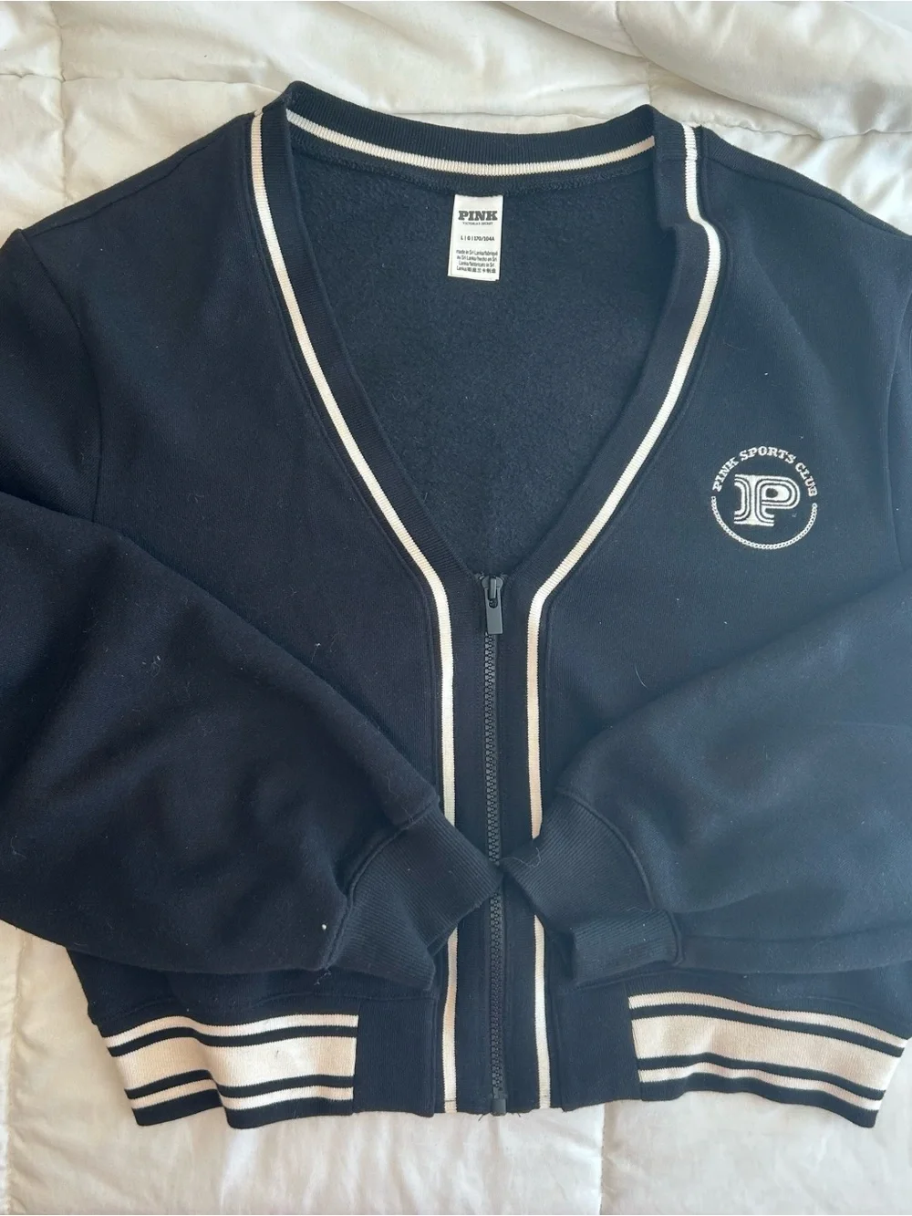 PINK Victoria's Secret Black Zip-Front Varsity Jacket INCLUDES matching skort. - Picture 4 of 6